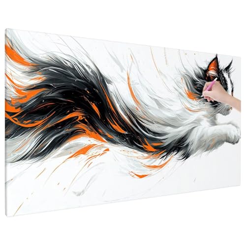 Diamond Painting 140x60 cm, Cat Diamant Painting Bilder Erwachsene Bastelset, 5D Diamond Paintings Erwachsene Set mit Runde Vollbohrer für Aesthetic Room Decor, Geschenke für Frauen (Abstrakt) F-76 von Aynaeinn
