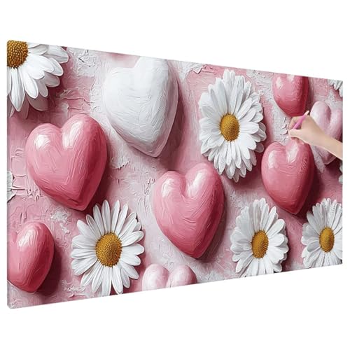 Diamond Painting 140x60 cm, Herz Diamant Painting Bilder Erwachsene Bastelset, 5D Diamond Paintings Erwachsene Set mit Runde Vollbohrer für Aesthetic Room Decor, Geschenke für Frauen (Blumen) V-6 von Aynaeinn