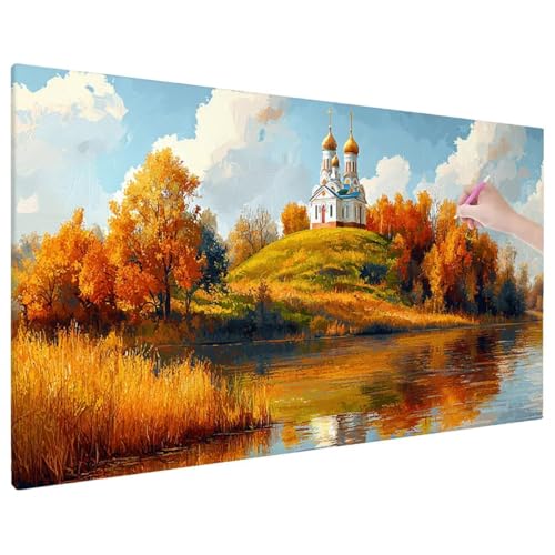 Diamond Painting 140x60 cm, Landscape Diamant Painting Bilder Erwachsene Bastelset, 5D Diamond Paintings Erwachsene Set mit Runde Vollbohrer für Aesthetic Room Decor, Geschenke für Frauen (Herbst) R-2 von Aynaeinn
