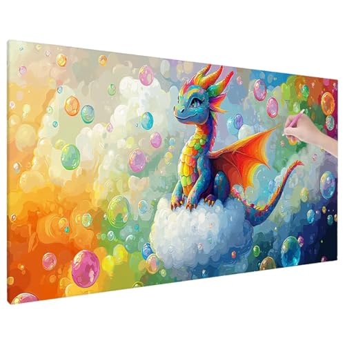 Diamond Painting 180x80 cm, Anime Diamant Painting Bilder Erwachsene Bastelset, 5D Diamond Paintings Erwachsene Set mit Runde Vollbohrer für Aesthetic Room Decor, Geschenke für Frauen (Drachen) X-90 von Aynaeinn