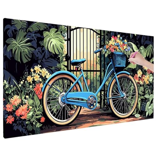 Diamond Painting 180x80 cm, Blumen Diamant Painting Bilder Erwachsene Bastelset, 5D Diamond Paintings Erwachsene Set mit Runde Vollbohrer für Aesthetic Room Decor, Geschenke für Frauen (Fahrrad) C-95 von Aynaeinn