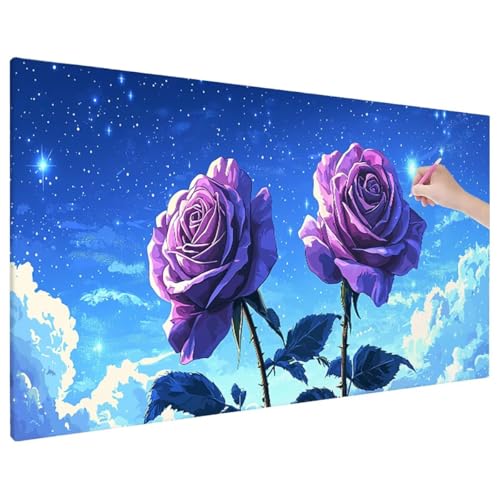 Diamond Painting 180x80 cm, Blumen Diamant Painting Bilder Erwachsene Bastelset, 5D Diamond Paintings Erwachsene Set mit Runde Vollbohrer für Zimmer Decor, Geschenke für Frauen (Sternenhimmel) E-36 von Aynaeinn