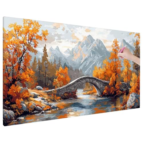 Diamond Painting 180x80 cm, Landscape Diamant Painting Bilder Erwachsene Bastelset, 5D Diamond Paintings Erwachsene Set mit Runde Vollbohrer für Herbst Zimmer Decor, Geschenke für Frauen (Herbst) E-15 von Aynaeinn