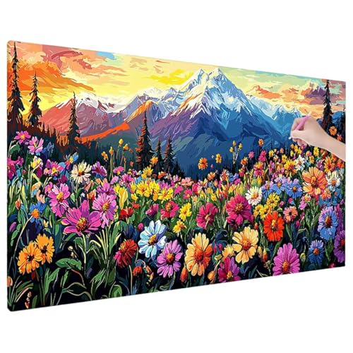 Diamond Painting 220x100 cm, Blumen Diamant Painting Bilder Erwachsene Bastelset, 5D Diamond Paintings Erwachsene Set mit Runde Vollbohrer für Aesthetic Room Decor, Geschenke für Frauen (Berge) D-7 von Aynaeinn