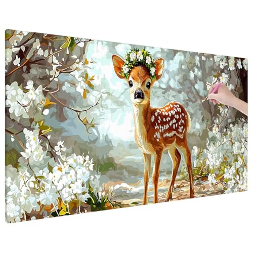 Diamond Painting 220x100 cm, Reh Diamant Painting Bilder Erwachsene Bastelset, 5D Diamond Paintings Erwachsene Set mit Runde Vollbohrer für Aesthetic Room Decor, Geschenke für Frauen (Blumen) C-35 von Aynaeinn