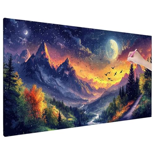 Diamond Painting 220x100 cm, Sonnenuntergang Diamant Painting Bilder Erwachsene Bastelset, 5D Diamond Paintings Erwachsene Set mit Runde Vollbohrer, Zimmer Decor Geschenke für Frauen (Landschaft) X-60 von Aynaeinn