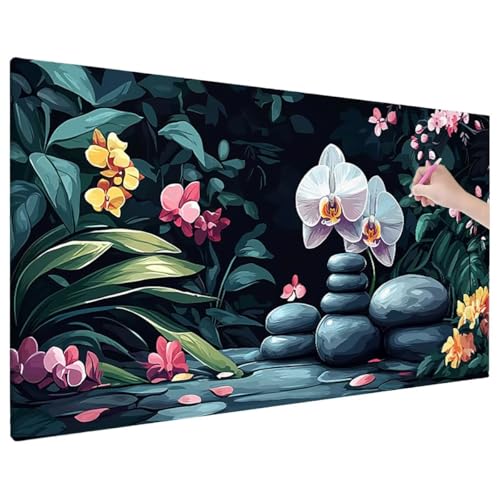 Diamond Painting 220x100 cm, Zen Diamant Painting Bilder Erwachsene Bastelset, 5D Diamond Paintings Erwachsene Set mit Runde Vollbohrer für Aesthetic Room Decor, Geschenke für Frauen (Blumen) D-40 von Aynaeinn