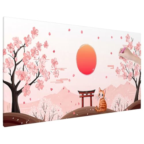 Diamond Painting 70x30 cm, Anime Diamant Painting Bilder Erwachsene Bastelset, 5D Diamond Paintings Erwachsene Set mit Runde Vollbohrer für Aesthetic Zimmer Decor, Geschenke für Frauen (Cat) F-10 von Aynaeinn
