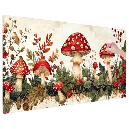 Diamond Painting 70x30 cm, Anlage Diamant Painting Bilder Erwachsene Bastelset, 5D Diamond Paintings Erwachsene Set mit Runde Vollbohrer für Aesthetic Room Decor, Geschenke für Frauen (Pilz) C-83 von Aynaeinn