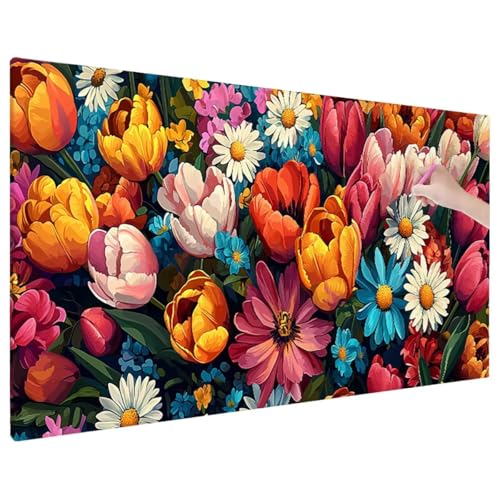 Diamond Painting 70x30 cm, Bunt Diamant Painting Bilder Erwachsene Bastelset, 5D Diamond Paintings Erwachsene Set mit Runde Vollbohrer für Aesthetic Room Decor, Geschenke für Frauen (Blumen) D-1 von Aynaeinn