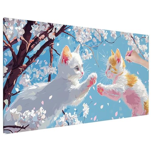 Diamond Painting 70x30 cm, Cat Diamant Painting Bilder Erwachsene Bastelset, 5D Diamond Paintings Erwachsene Set mit Runde Vollbohrer für Aesthetic Room Decor, Geschenke für Frauen (Blumen) D-76 von Aynaeinn