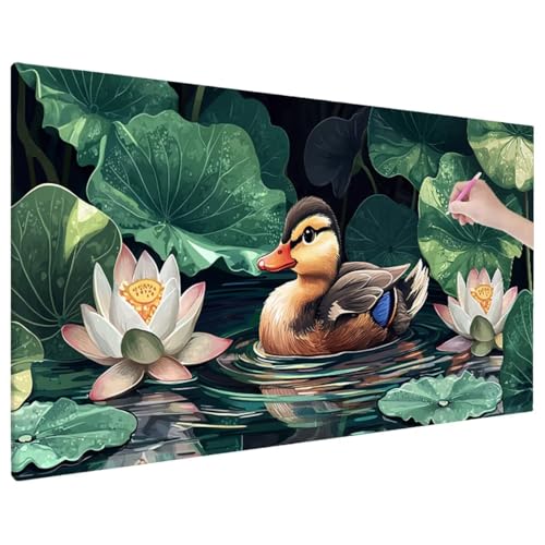 Diamond Painting 70x30 cm, Ente Diamant Painting Bilder Erwachsene Bastelset, 5D Diamond Paintings Erwachsene Set mit Runde Vollbohrer für Aesthetic Room Decor, Geschenke für Frauen (Lotus) E-42 von Aynaeinn