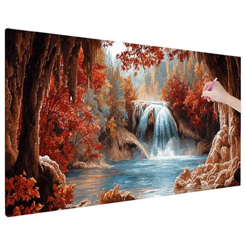 Diamond Painting 70x30 cm, Herbst Diamant Painting Bilder Erwachsene Bastelset, 5D Diamond Paintings Erwachsene Set mit Runde Vollbohrer für Aesthetic Room Decor, Geschenke für Frauen (Herbst) C-8 von Aynaeinn