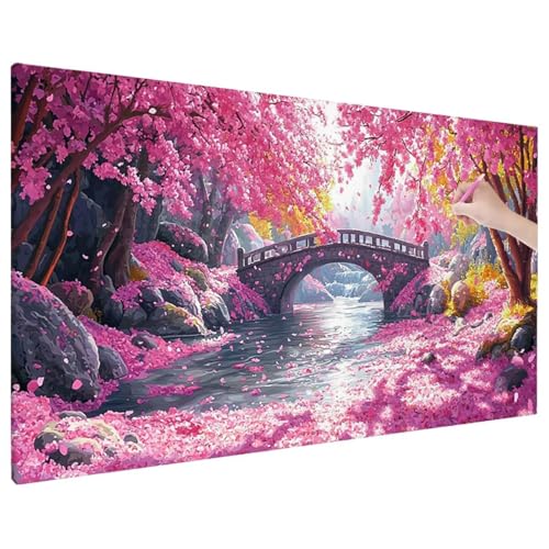 Diamond Painting 70x30 cm, Landscape Diamant Painting Bilder Erwachsene Bastelset, 5D Diamond Paintings Erwachsene Set mit Runde Vollbohrer für Aesthetic Room Decor, Geschenke für Frauen (Rosa) E-9 von Aynaeinn