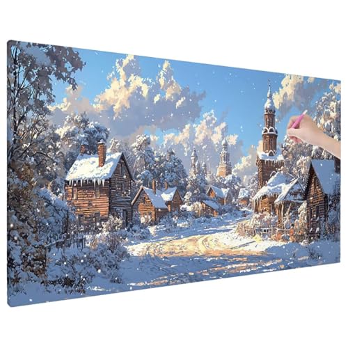 Diamond Painting 70x30 cm, Landscape Diamant Painting Bilder Erwachsene Bastelset, 5D Diamond Paintings Erwachsene Set mit Runde Vollbohrer für Aesthetic Room Decor, Geschenke für Frauen (Winter) F-82 von Aynaeinn