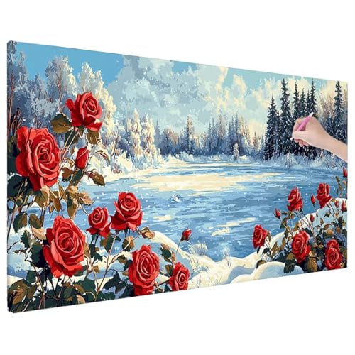 Diamond Painting 70x30 cm, Landschaft Diamant Painting Bilder Erwachsene Bastelset, 5D Diamond Paintings Erwachsene Set mit Runde Vollbohrer für Herbst Zimmer Decor, Geschenke für Frauen (Blumen) D-37 von Aynaeinn