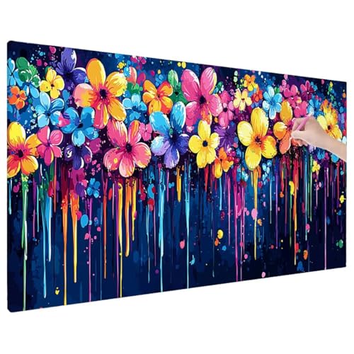 Diamond Painting 90x40 cm, Blumen Diamant Painting Bilder Erwachsene Bastelset, 5D Diamond Paintings Erwachsene Set mit Runde Vollbohrer für Aesthetic Room Decor, Geschenke für Frauen (Bunt) E-81 von Aynaeinn