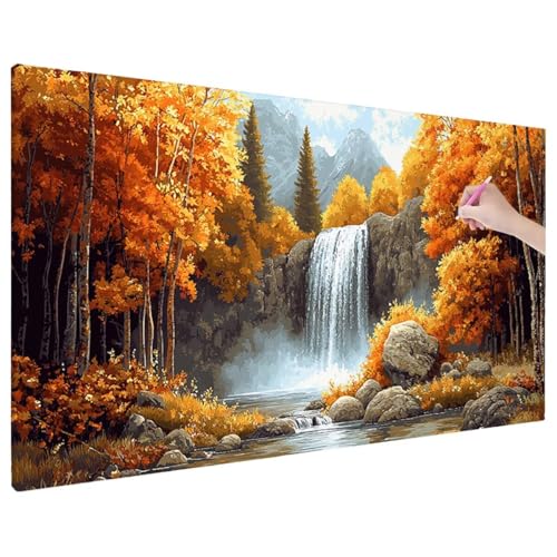 Diamond Painting 90x40 cm, Herbst Diamant Painting Bilder Erwachsene Bastelset, 5D Diamond Paintings Erwachsene Set mit Runde Vollbohrer für Aesthetic Room Decor, Geschenke für Frauen (Herbst) R-83 von Aynaeinn