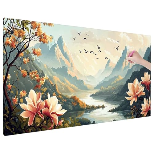 Diamond Painting 90x40 cm, Retro Diamant Painting Bilder Erwachsene Bastelset, 5D Diamond Paintings Erwachsene Set mit Runde Vollbohrer für Aesthetic Room Decor, Geschenke für Frauen (Landschaft) C-44 von Aynaeinn