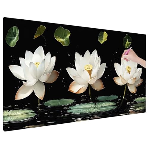 Diamond Painting Anlage, Lotus Diamond Painting Erwachsene Groß XXL 110x50 cm, 5D Runde Diamant Stickerei Erwachsene Mosaikherstellung Bastelset, Herbst Zimmer Deko Wohnzimmer, Weihnachtsgeschen F-11 von Aynaeinn