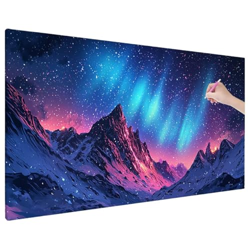 Diamond Painting Aurora, Berge Diamond Painting Erwachsene Groß XXL 110x50 cm, 5D Runde Diamant Stickerei Erwachsene Mosaikherstellung Bastelset, Herbst Zimmer Deko Wohnzimmer, Weihnachtsgeschen V-7 von Aynaeinn