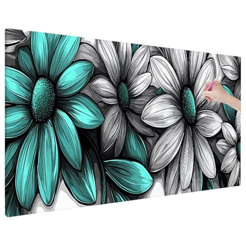Diamond Painting Blumen, Abstrakt Diamond Painting Erwachsene Groß XXL 140x60 cm, 5D Runde Diamant Stickerei Erwachsene Mosaikherstellung Bastelset, Zimmer Deko Wohnzimmer, Weihnachtsgeschen F-53 von Aynaeinn