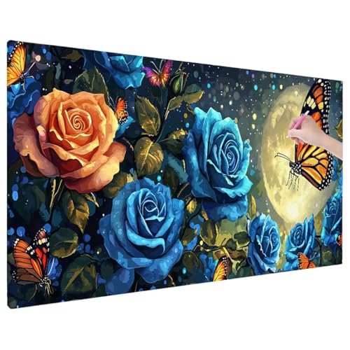 Diamond Painting Blumen, Schmetterlinge Diamond Painting Erwachsene Groß XXL 110x50 cm, 5D Runde Diamant Stickerei Erwachsene Mosaikherstellung Bastelset, Zimmer Deko Wohnzimmer, Herbstdeko X-91 Diamond Painting Blumen, Schmetterlinge Diamond Painting Erwachsene Groß XXL 110x50 cm, 5D Runde Diamant Stickerei Erwachsene Mosaikherstellung Bastelset, Zimmer Deko Wohnzimmer, Herbstdeko X-91 von Aynaeinn
