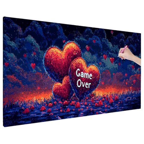 Diamond Painting Herz, Abstrakt Diamond Painting Erwachsene Groß XXL 110x50 cm, 5D Runde Diamant Stickerei Erwachsene Mosaikherstellung Bastelset, Herbst Zimmer Deko Wohnzimmer, Weihnachtsgeschen E-73 von Aynaeinn