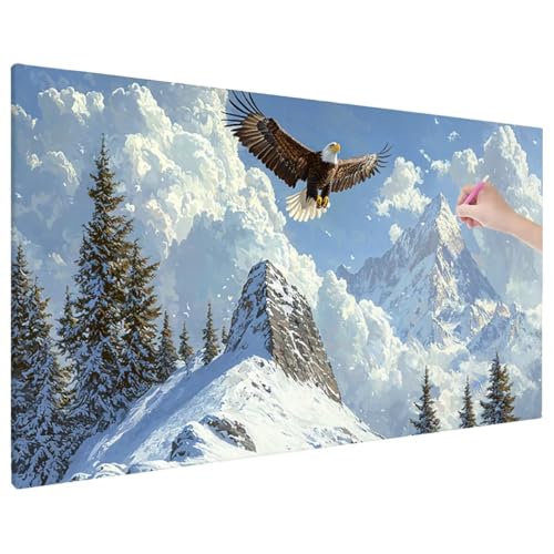 Diamond Painting Landscape, Adler Diamond Painting Erwachsene Groß XXL 90x40 cm, 5D Runde Diamant Stickerei Erwachsene Mosaikherstellung Bastelset, Zimmer Deko Wohnzimmer, Weihnachtsgeschen R-51 von Aynaeinn