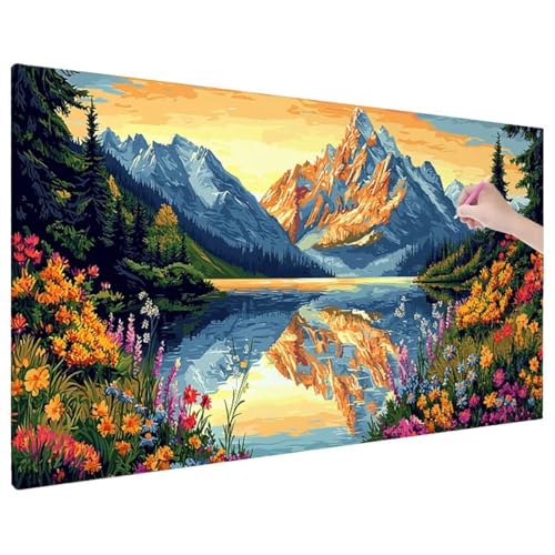 Diamond Painting Landscape, Berge Diamond Painting Erwachsene Groß XXL 140x60 cm, 5D Runde Diamant Stickerei Erwachsene Mosaikherstellung Bastelset, Zimmer Deko Wohnzimmer, Weihnachtsgeschen F-71 von Aynaeinn