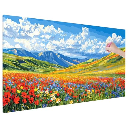 Diamond Painting Landscape, Blumen Diamond Painting Erwachsene Groß XXL 140x60 cm, 5D Runde Diamant Stickerei Erwachsene Mosaikherstellung Bastelset, Zimmer Deko Wohnzimmer, Weihnachtsgeschen E-34 von Aynaeinn