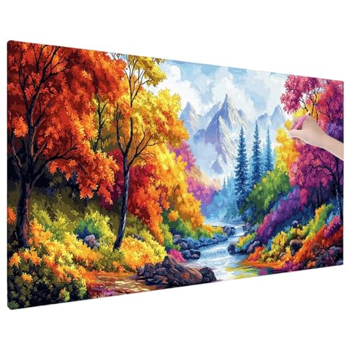 Diamond Painting Landscape, Lebensbaum Diamond Painting Erwachsene Groß XXL 70x30 cm, 5D Runde Diamant Stickerei Erwachsene Mosaikherstellung Bastelset, Zimmer Deko Wohnzimmer, Weihnachtsgeschen E-70 von Aynaeinn