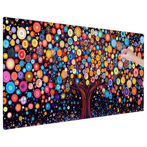 Diamond Painting Lebensbaum, Abstrakt Diamond Painting Erwachsene Groß XXL 90x40 cm, 5D Runde Diamant Stickerei Erwachsene Mosaikherstellung Bastelset, Zimmer Deko Wohnzimmer, Weihnachtsgeschen V-4 von Aynaeinn