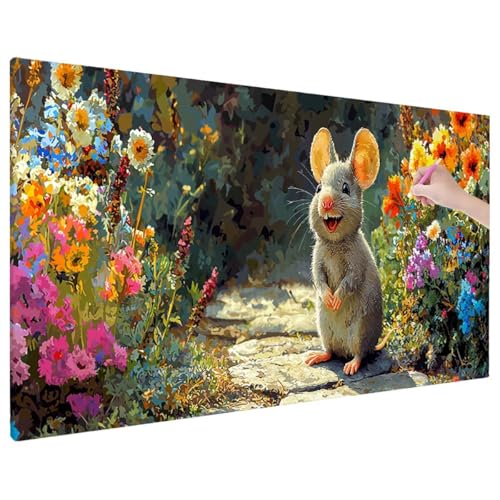 Diamond Painting Mouse, Blumen Diamond Painting Erwachsene Groß XXL 90x40 cm, 5D Runde Diamant Stickerei Erwachsene Mosaikherstellung Bastelset, Herbst Zimmer Deko Wohnzimmer, Weihnachtsgeschen E-64 von Aynaeinn