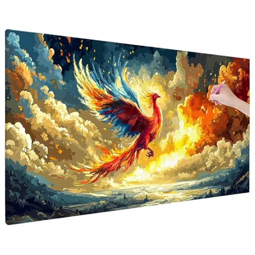 Diamond Painting Phönix, Fantasy Diamond Painting Erwachsene Groß XXL 140x60 cm, 5D Runde Diamant Stickerei Erwachsene Mosaikherstellung Bastelset, Zimmer Deko Wohnzimmer, Weihnachtsgeschen F-80 von Aynaeinn