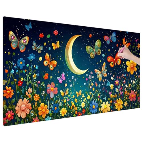 Diamond Painting Schmetterlinge, Blumen Diamond Painting Erwachsene Groß XXL 180x80 cm, 5D Runde Diamant Stickerei Erwachsene Mosaikherstellung Bastelset, Zimmer Deko Wohnzimmer, Herbstdeko C-36 Diamond Painting Schmetterlinge, Blumen Diamond Painting Erwachsene Groß XXL 180x80 cm, 5D Runde Diamant Stickerei Erwachsene Mosaikherstellung Bastelset, Zimmer Deko Wohnzimmer, Herbstdeko C-36 von Aynaeinn