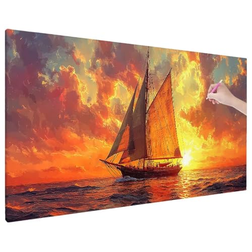 Diamond Painting Sonnenuntergang, Boot Diamond Painting Erwachsene Groß XXL 70x30 cm, 5D Runde Diamant Stickerei Erwachsene Mosaikherstellung Bastelset, Zimmer Deko Wohnzimmer, Weihnachtsgeschen D-92 Diamond Painting Sonnenuntergang, Boot Diamond Painting Erwachsene Groß XXL 70x30 cm, 5D Runde Diamant Stickerei Erwachsene Mosaikherstellung Bastelset, Zimmer Deko Wohnzimmer, Weihnachtsgeschen D-92 von Aynaeinn