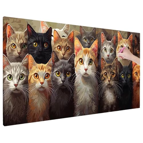 Diamond Painting Tiere, Cat Diamond Painting Erwachsene Groß XXL 180x80 cm, 5D Runde Vollbohrer Diamant Stickerei Erwachsene Mosaikherstellung Bastelset, Zimmer Deko Wohnzimmer, Weihnachtsgeschen C-93 Diamond Painting Tiere, Cat Diamond Painting Erwachsene Groß XXL 180x80 cm, 5D Runde Vollbohrer Diamant Stickerei Erwachsene Mosaikherstellung Bastelset, Zimmer Deko Wohnzimmer, Weihnachtsgeschen C-93 von Aynaeinn