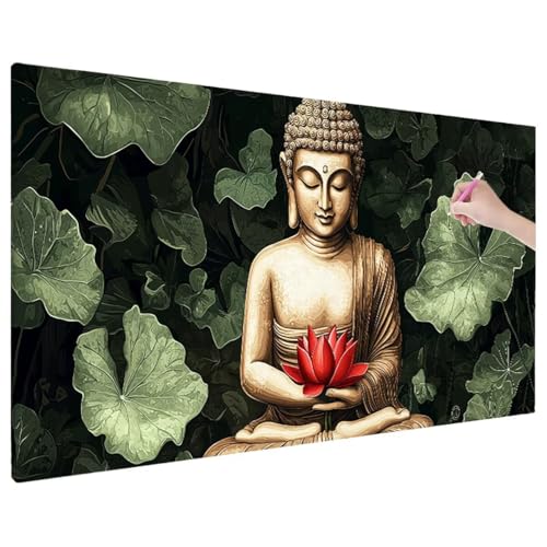 Diamond Painting Zen, Lotus Diamond Painting Erwachsene Groß XXL 110x50 cm, 5D Runde Vollbohrer Diamant Stickerei Erwachsene Mosaikherstellung Bastelset, Zimmer Deko Wohnzimmer, Weihnachtsgeschen R-27 von Aynaeinn