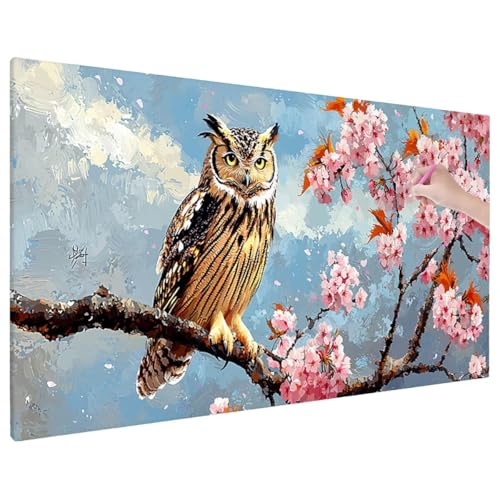 Eule Diamond Painting XXL, 5D Diamant Painting Bilder Blumen Muster mit Vollbohrer Leinwand, Diamond Art Malerei Stickerei Kreuzstich Set, Basteln Erwachsene Mosaikherstellung, Wanddeko 180x80 cm W-60 von Aynaeinn
