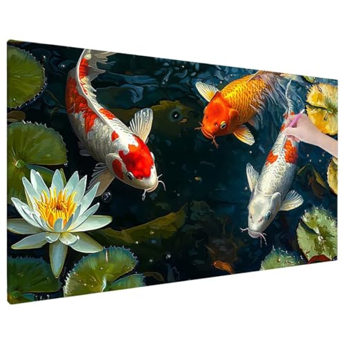 Fisch Diamond Painting XXL, 5D Diamant Painting Bilder Lotus Muster mit Vollbohrer Leinwand, Diamond Art Stickerei Kreuzstich Set, Basteln Erwachsene Mosaikherstellung, Herbst Wanddeko 220x100 cm C-70 Fisch Diamond Painting XXL, 5D Diamant Painting Bilder Lotus Muster mit Vollbohrer Leinwand, Diamond Art Stickerei Kreuzstich Set, Basteln Erwachsene Mosaikherstellung, Herbst Wanddeko 220x100 cm C-70 von Aynaeinn