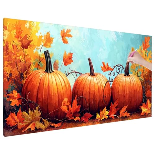 Halloween Diamond Painting XXL, 5D Diamant Painting Bilder Kürbis Muster mit Vollbohrer Leinwand, Diamond Art Stickerei Kreuzstich Set, Basteln Erwachsene Mosaikherstellung, Wanddeko 140x60 cm F-30 von Aynaeinn