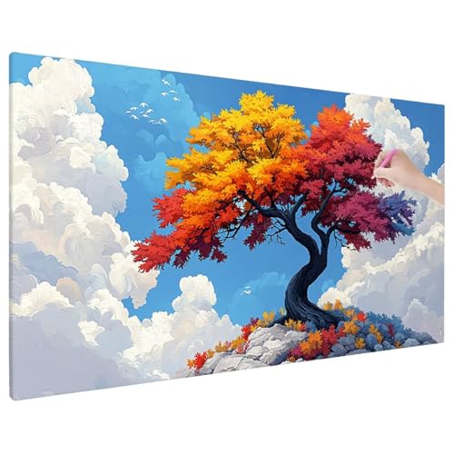 Lebensbaum Diamond Painting XXL, 5D Diamant Painting Bilder Wolke Muster mit Vollbohrer Leinwand, Diamond Art Stickerei Kreuzstich Set, Basteln Erwachsene Mosaikherstellung, Wanddeko 90x40 cm F-24 von Aynaeinn