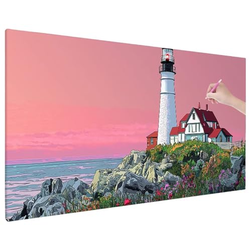 Leuchtturm Diamond Painting XXL, 5D Diamant Painting Bilder Rosa Muster mit Vollbohrer Leinwand, Diamond Art Stickerei Kreuzstich Set, Basteln Erwachsene Mosaikherstellung, Wanddeko 220x100 cm E-23 Leuchtturm Diamond Painting XXL, 5D Diamant Painting Bilder Rosa Muster mit Vollbohrer Leinwand, Diamond Art Stickerei Kreuzstich Set, Basteln Erwachsene Mosaikherstellung, Wanddeko 220x100 cm E-23 von Aynaeinn