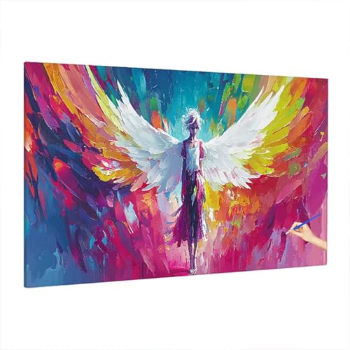 Malen Nach Zahlen Anime, Malen Nach Zahlen Erwachsene Engel, DIY Set Erwachsene Paint by Numbers, Paint by Numbers mit 3 Pinseln und Acrylfarbe, Ölgemälde Kit für Herbst Deko Wohnzimmer 220x100cm D-25 von Aynaeinn