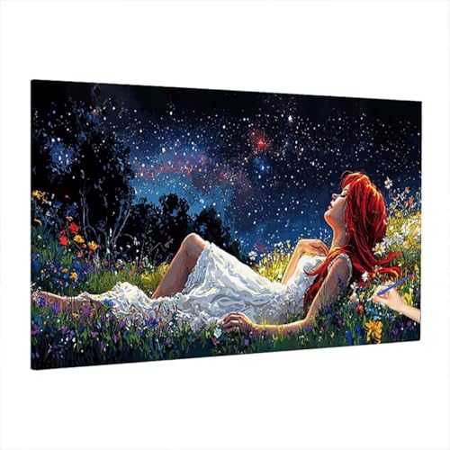 Malen Nach Zahlen Anime, Malen Nach Zahlen Erwachsene Mädchen, DIY Set Erwachsene Paint by Numbers, Paint by Numbers mit 3 Pinseln und Acrylfarbe, Ölgemälde Kit Herbst Deko Wohnzimmer 220x100cm Z-27 von Aynaeinn