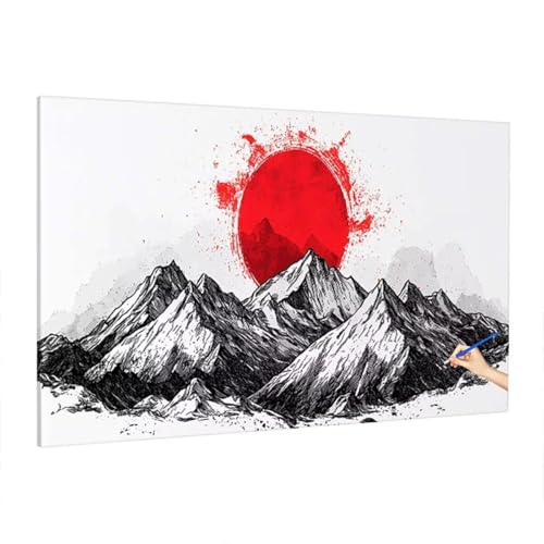 Malen Nach Zahlen Berge, Malen Nach Zahlen Erwachsene Abstrakt, DIY Set Erwachsene Paint by Numbers, Paint by Numbers mit 3 Pinseln und Acrylfarbe, Ölgemälde Kit Herbst Deko Wohnzimmer 220x100cm S-53 von Aynaeinn