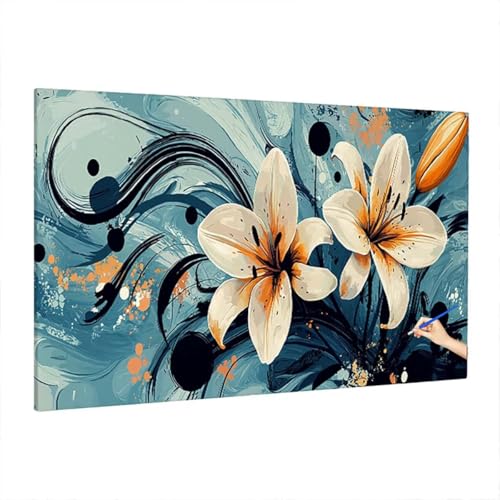 Malen Nach Zahlen Blumen, Malen Nach Zahlen Erwachsene Abstrakt, DIY Set Erwachsene Paint by Numbers, Paint by Numbers mit 3 Pinseln und Acrylfarbe, Ölgemälde Kit Herbst Deko Wohnzimmer 220x100cm S-20 von Aynaeinn