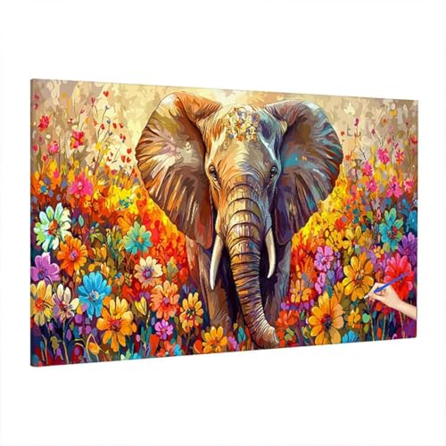 Malen Nach Zahlen Elefant, Malen Nach Zahlen Erwachsene Blumen, DIY Set Erwachsene Paint by Numbers, Paint by Numbers mit 3 Pinseln und Acrylfarbe, Ölgemälde Kit Herbst Deko Wohnzimmer 160x70cm D-67 Malen Nach Zahlen Elefant, Malen Nach Zahlen Erwachsene Blumen, DIY Set Erwachsene Paint by Numbers, Paint by Numbers mit 3 Pinseln und Acrylfarbe, Ölgemälde Kit Herbst Deko Wohnzimmer 160x70cm D-67 von Aynaeinn