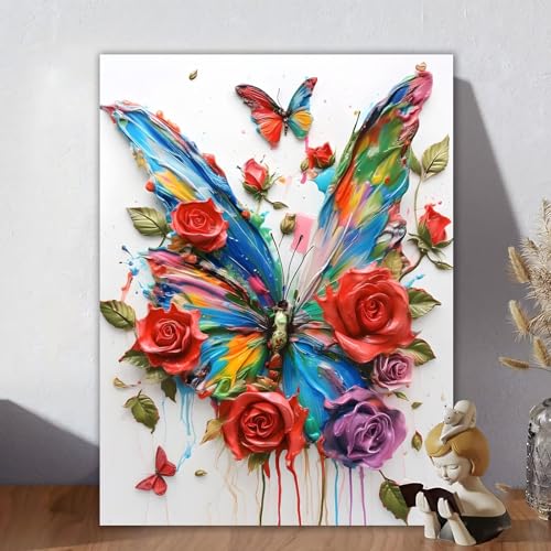 Malen Nach Zahlen Erwachsene, Malen Nach Zahlen Kits Rose, DIY Malen-Nach-Zahlen Schmetterling Leinwand Bastelset für Kinder Anfänger Mit Pinseln für Home Wall Decor, Geschenke für Frauen 40x50cm J-5 Malen Nach Zahlen Erwachsene, Malen Nach Zahlen Kits Rose, DIY Malen-Nach-Zahlen Schmetterling Leinwand Bastelset für Kinder Anfänger Mit Pinseln für Home Wall Decor, Geschenke für Frauen 40x50cm J-5 von Aynaeinn